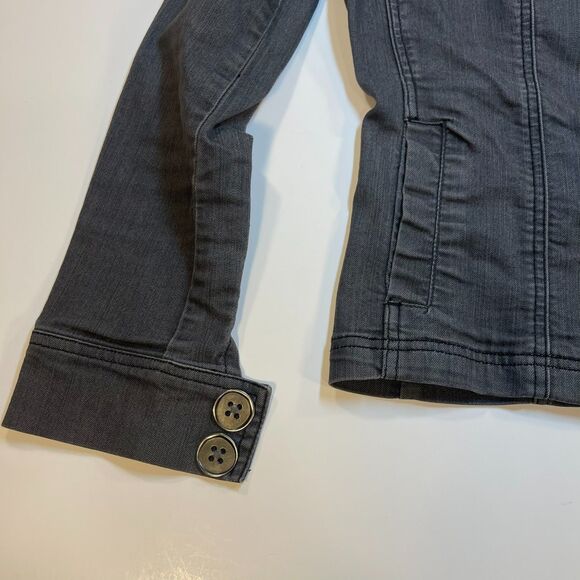 PRANA Womens Stretch Denim Jean JACKET Sz S Gray - Picture 3 of 8